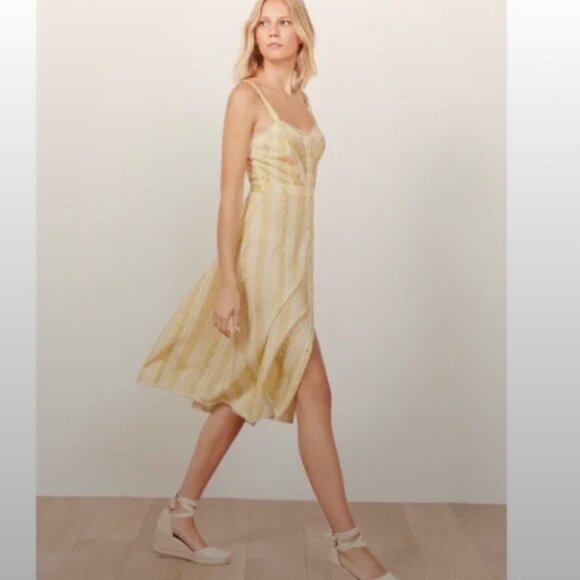 Reformation Clara Yellow Floral Midi Dress size medium - Picture 3 of 6
